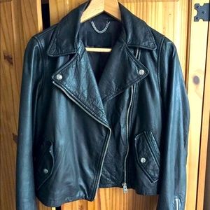 J Crew Collection washed leather motorcycle jacket